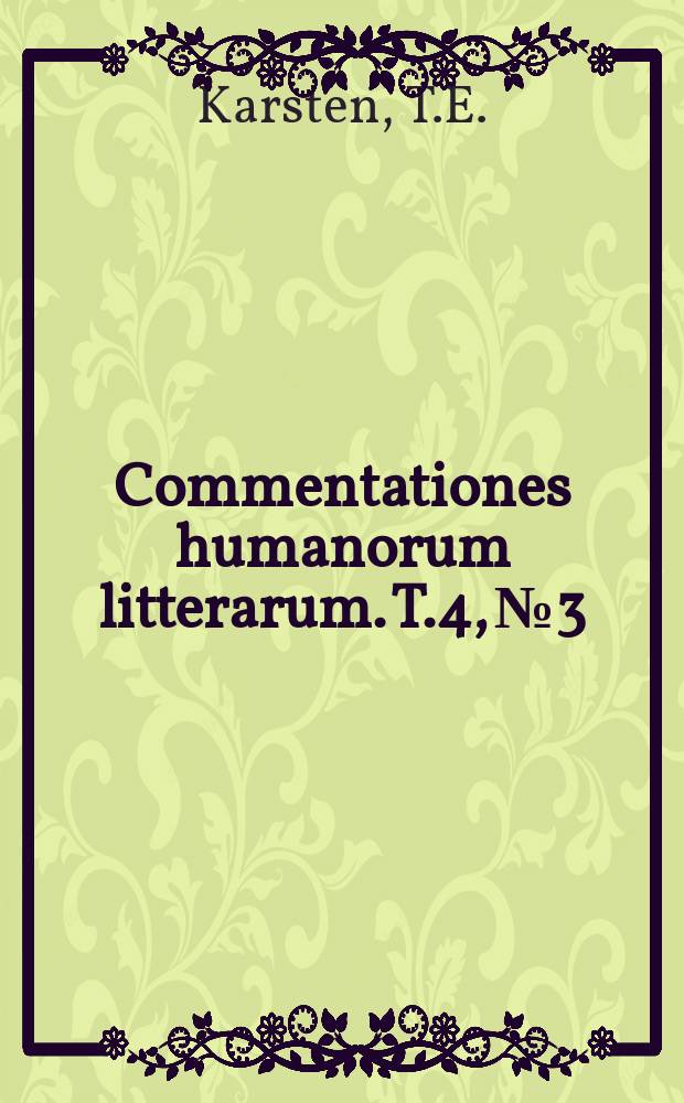 Commentationes humanorum litterarum. T.4, №3 : Germanische Minderheitenprobleme von nordischem Gesichtspunkt aus betrachtet