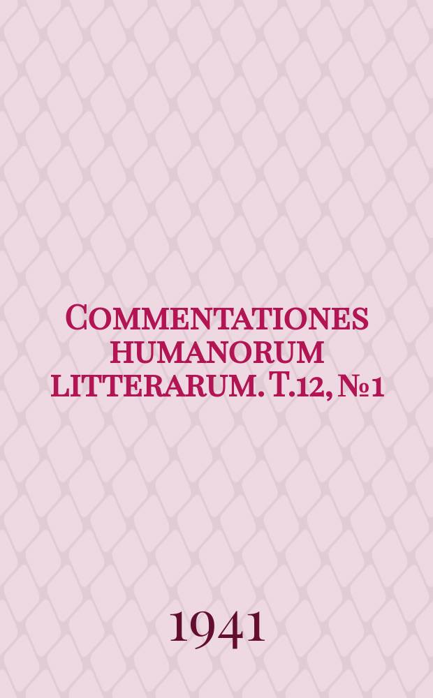Commentationes humanorum litterarum. T.12, №1 : Kultur- och bildningsidealet som filosofiskt problem och pedagogisk uppogift hos. Harald Höffding