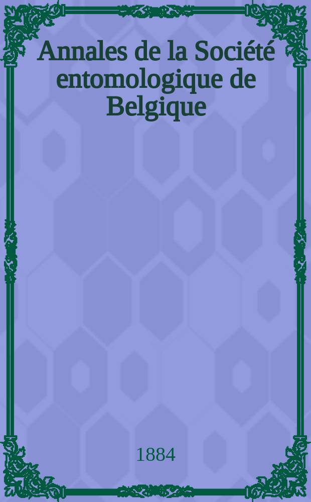 Annales de la Société entomologique de Belgique