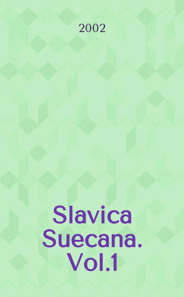 Slavica Suecana. Vol.1 : J.G. Sparwenfeld's Diary...