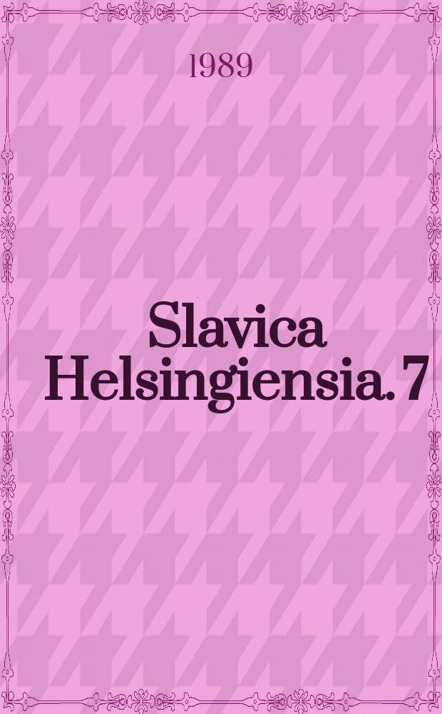 Slavica Helsingiensia. 7 : Report on Russian morphology...