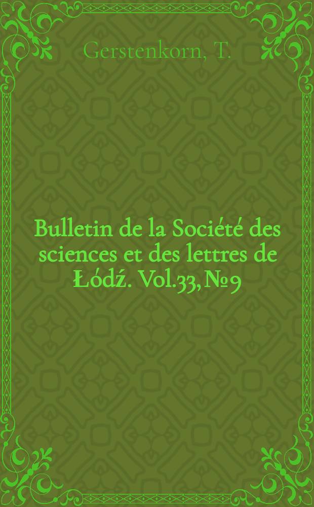 Bulletin de la Société des sciences et des lettres de Łódź. Vol.33, №9 : The principal term and rate of convergence ...