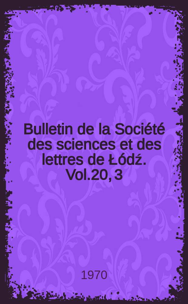 Bulletin de la Société des sciences et des lettres de Łódź. Vol.20, 3 : The calculations of the photoionization ...