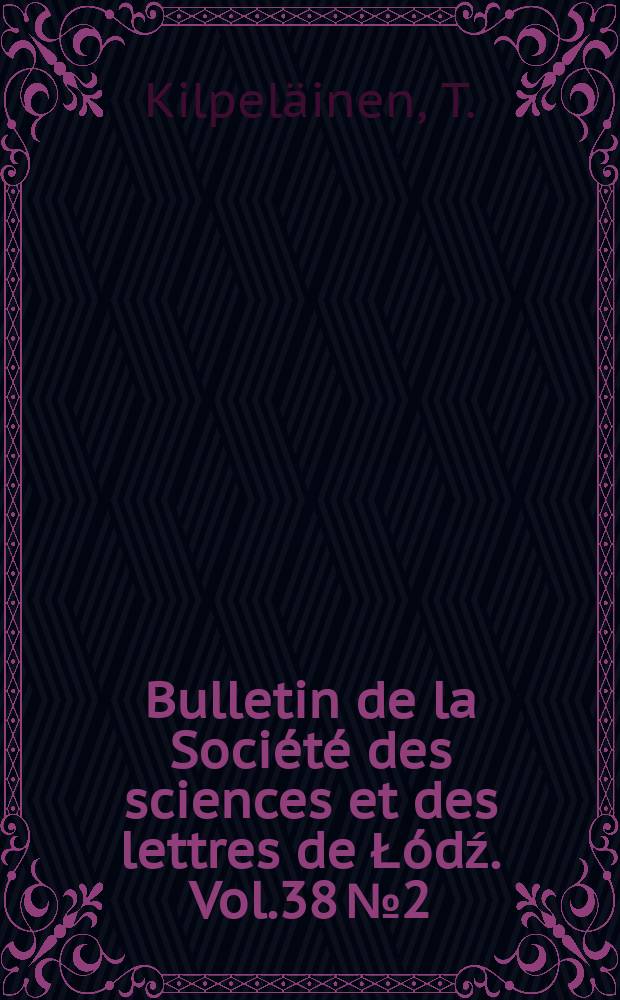 Bulletin de la Société des sciences et des lettres de Łódź. Vol.38 №2 : The inclusion of O HB=O HD for ...