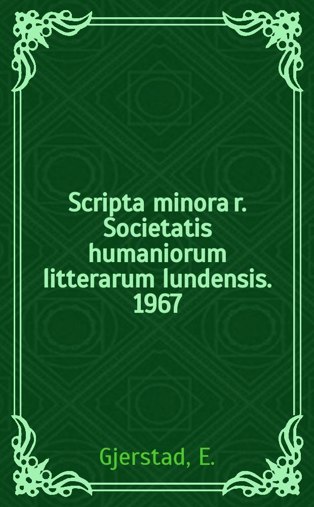Scripta minora r. Societatis humaniorum litterarum lundensis. 1967/1968, №1 : Martin P. Nilsson in memoriam