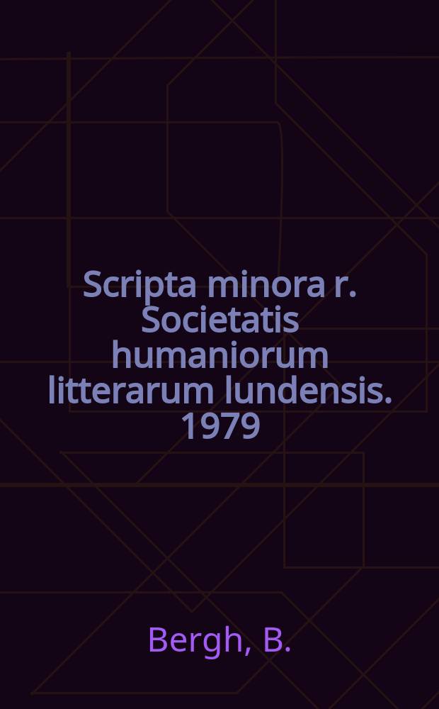 Scripta minora r. Societatis humaniorum litterarum lundensis. 1979/1980, №2 : Palaeography and textual criticism