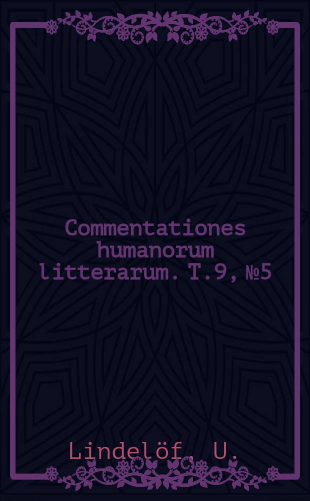 Commentationes humanorum litterarum. T.9, №5 : English verb adverb groups converted into nouns