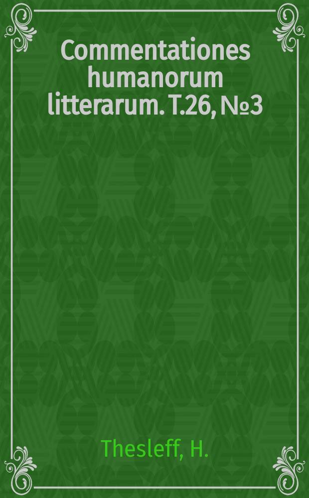 Commentationes humanorum litterarum. T.26, №3 : Yes and no in Plautus and Terence