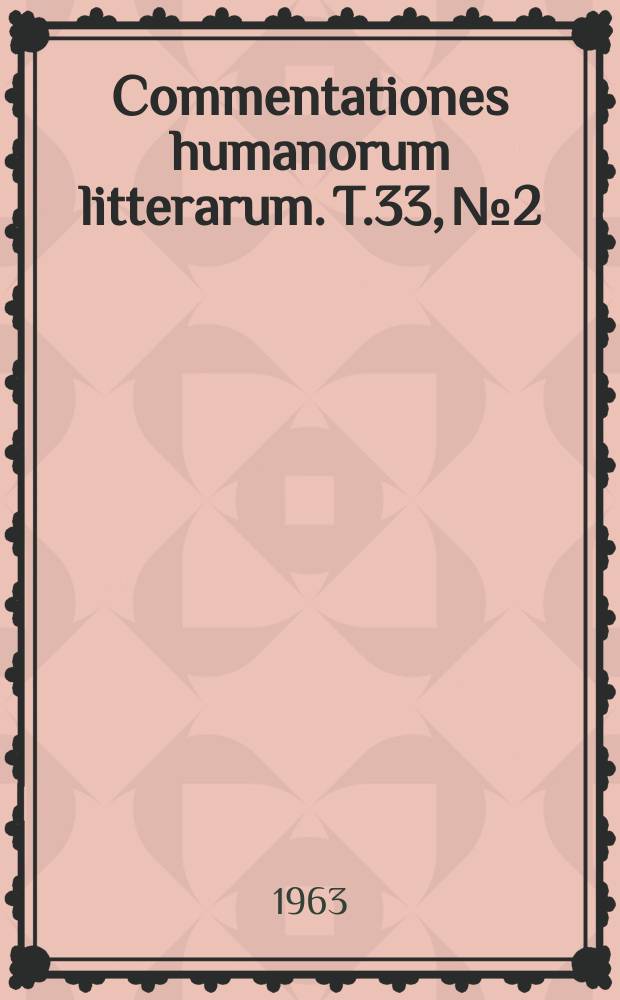 Commentationes humanorum litterarum. T.33, №2 : Bilinguismus im frühen Schulalter