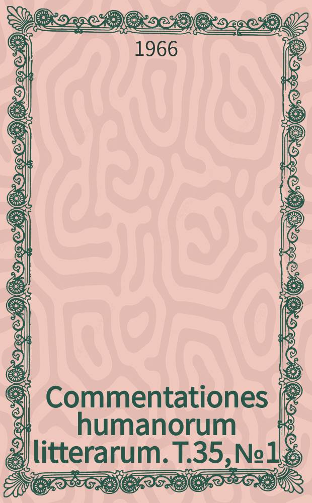 Commentationes humanorum litterarum. T.35, №1 : V&auml;rmlandsfinska ortnamn