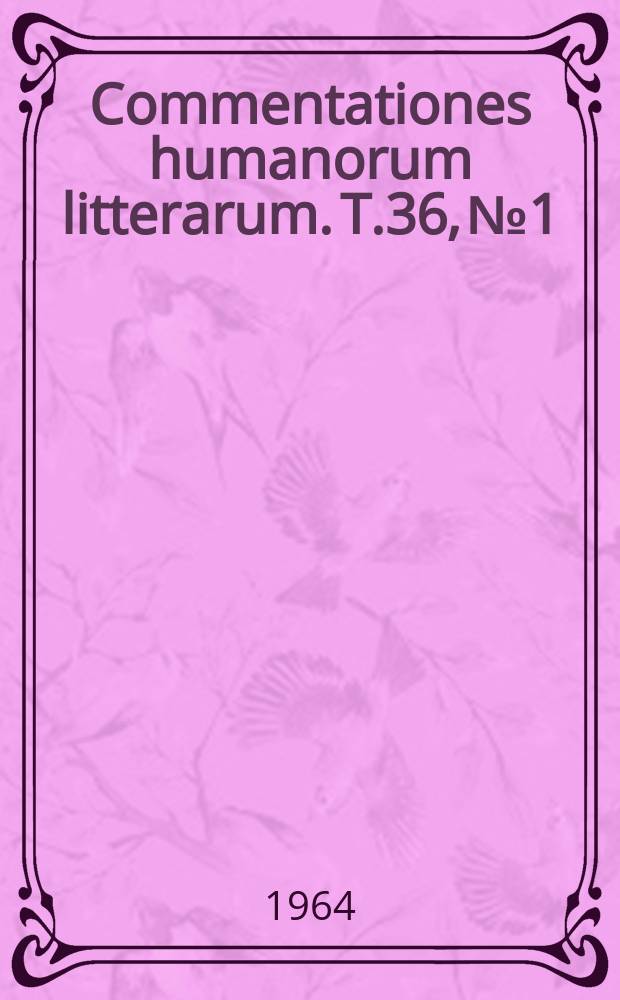 Commentationes humanorum litterarum. T.36, №1 : Kindesfoot