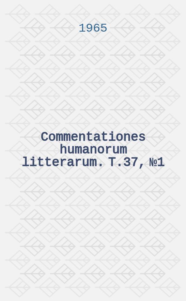 Commentationes humanorum litterarum. T.37, №1 : Till frågan om rikslagstiftningen