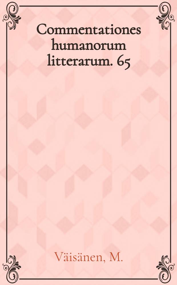 Commentationes humanorum litterarum. 65 : Su una gens Romana
