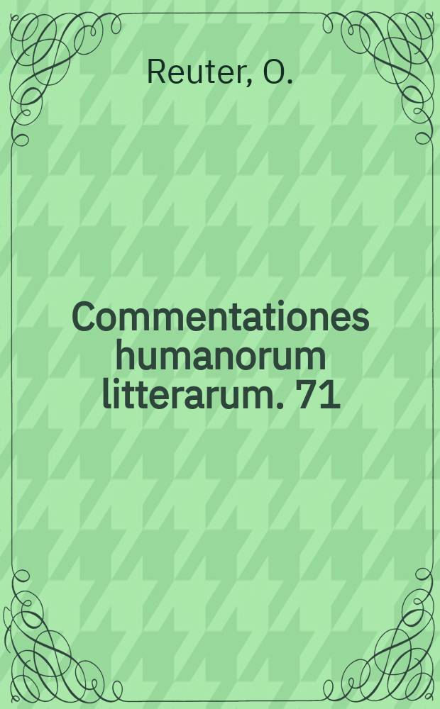Commentationes humanorum litterarum. 71 : Thomas Deloney and the Mirrour