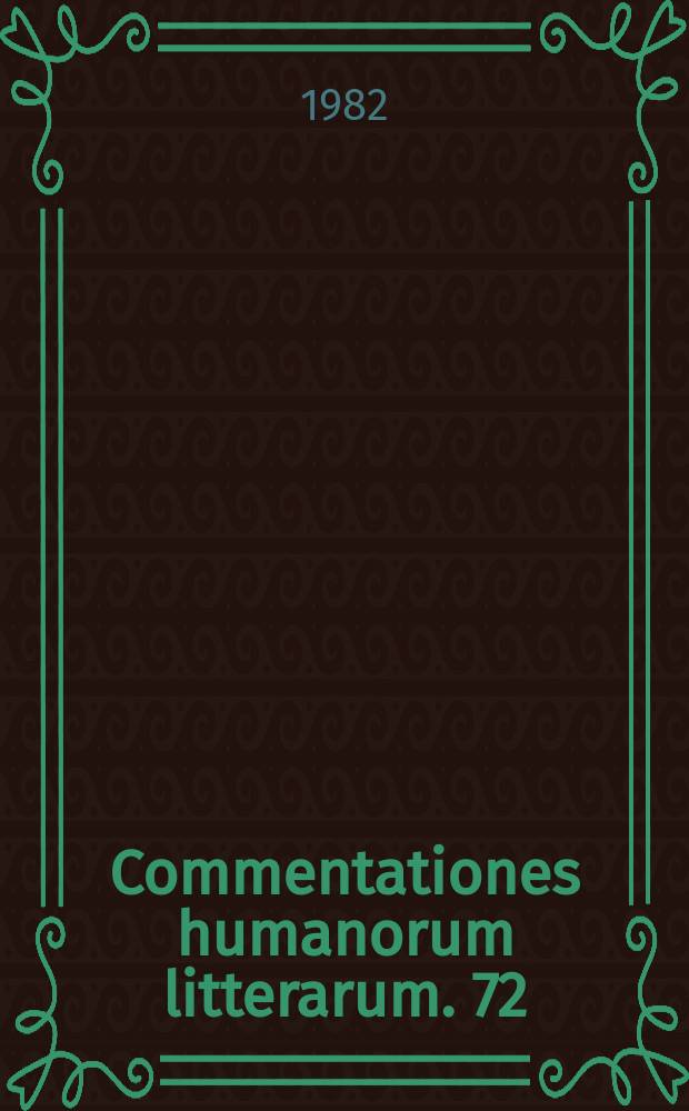 Commentationes humanorum litterarum. 72 : Bezeichnungen fur Frauenkopfbedeckungen