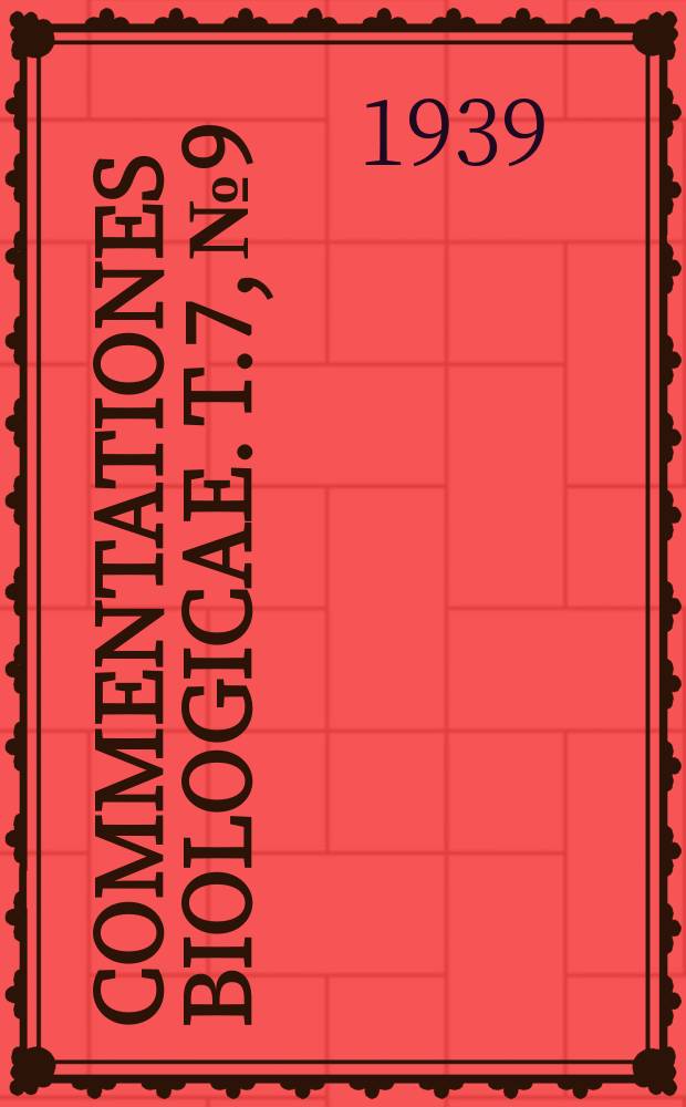 Commentationes biologicae. T.7, №9 : Inventa entomologica itineris Hispanici et Maroccani, quod a. 1926 fecerunt Harald et Håkan Lindberg
