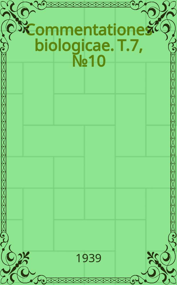 Commentationes biologicae. T.7, №10 : Ein Planktonprofil Pellinge - Lill - Pernåviken (Südküste Finnlands) im August 1937