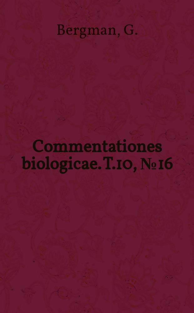 Commentationes biologicae. T.10, №16 : Zur Zugphysiologie der Drosseln (Turdus pilaris L., T. merula L. und T. musicus L.)