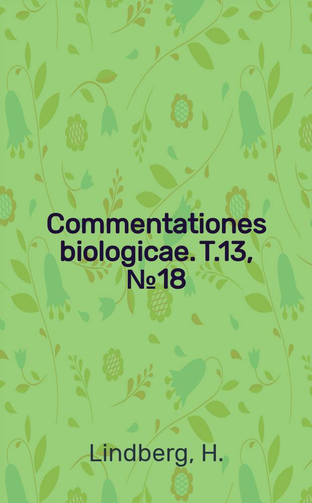 Commentationes biologicae. T.13, №18 : Zur Kentnis der Hemipterenfauna der Azorischen Inseln