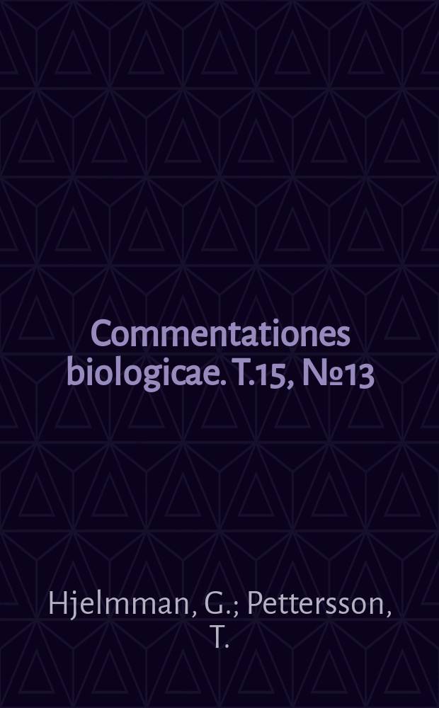 Commentationes biologicae. T.15, №13 : Zur Technik der Vitalfärhung von Mastzellen und Fibrozyten bei Laboratoriumsversuchstieren
