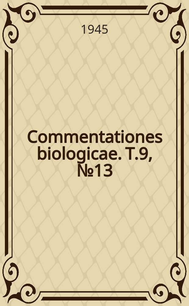 Commentationes biologicae. T.9, №13 : Die Konjugation de Chromosomen bei den Lepidopteren
