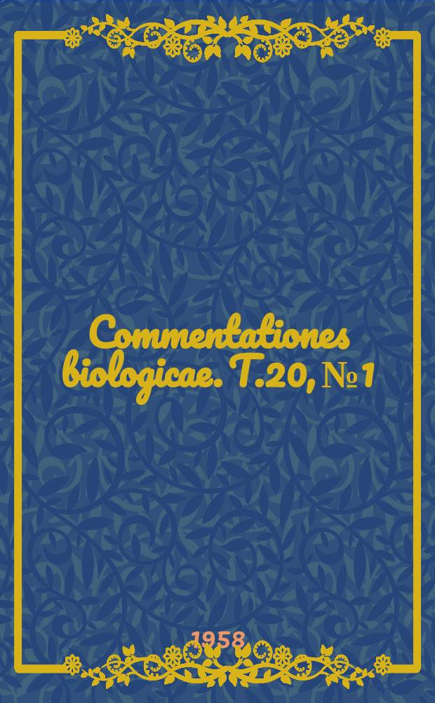 Commentationes biologicae. T.20, №1 : Results of the Zoological expedition of Prof. Dr. Håkan Lindberg to the Cape Verde Islands in the winter 1953-1954