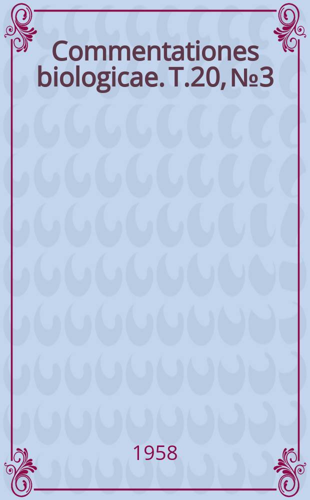 Commentationes biologicae. T.20, №3 : Några nya former inom Carex - gruppen Fulvellae Er.