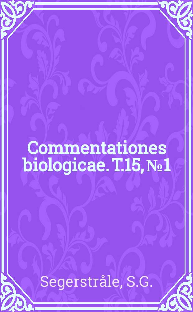 Commentationes biologicae. T.15, №1 : The frashwater Amphipods, Gammarus pulex (L.) and gammarus lacustris G.O. Sars, in Denmark and Fennoscandia - a contribution to the late- and post- glacial immigration history of the aquatic fauna of Northern Europe