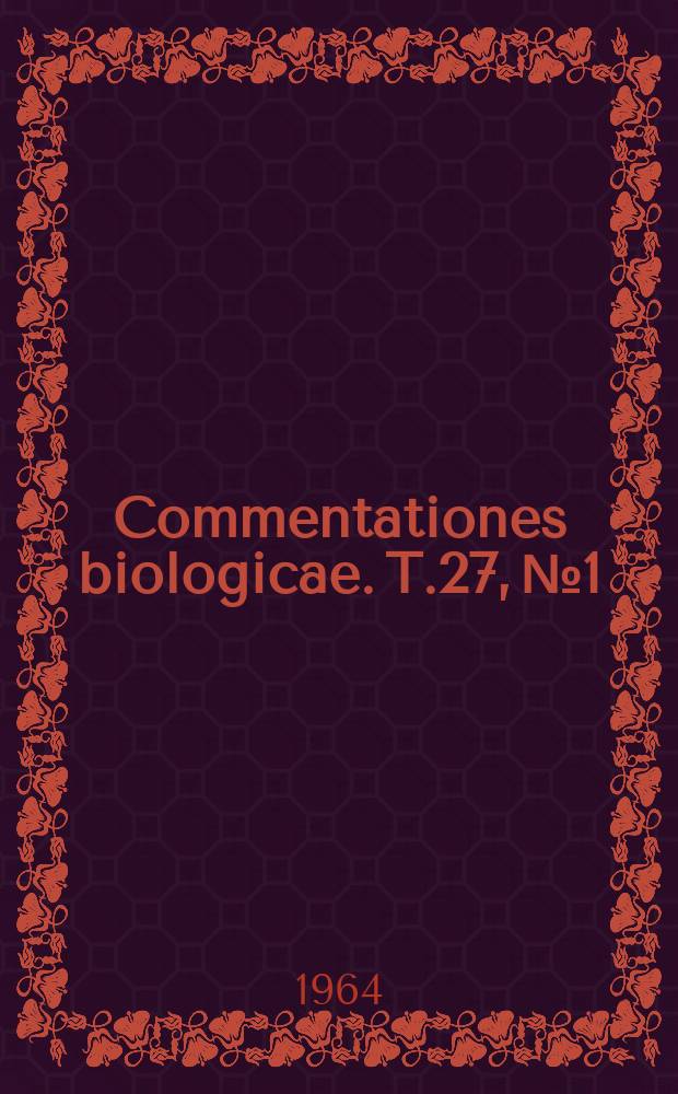 Commentationes biologicae. T.27, №1 : Arachnologische Bestandesstudien in dem Koli - Gebiet, Finnland