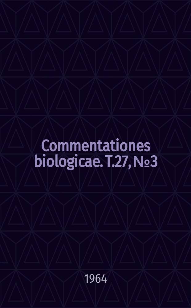 Commentationes biologicae. T.27, №3 : Literature on marine biology in the Baltic area published in the year 1953-1962