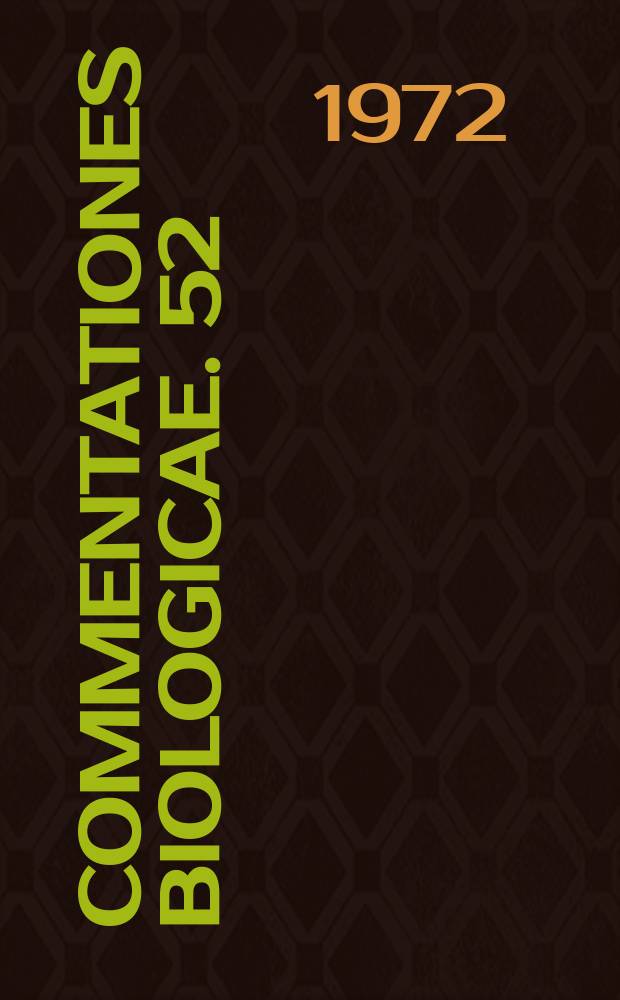 Commentationes biologicae. 52 : Studies on the spider populations