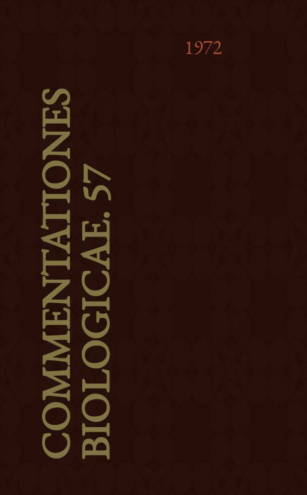 Commentationes biologicae. 57 : Gallträsket