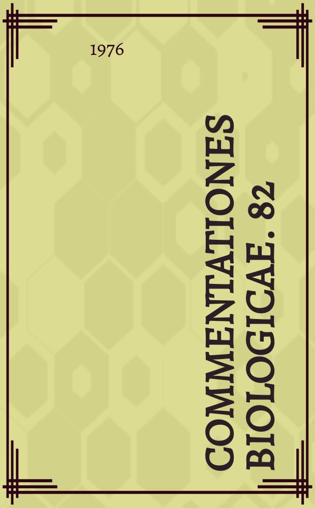 Commentationes biologicae. 82 : Multivariate analysis ...