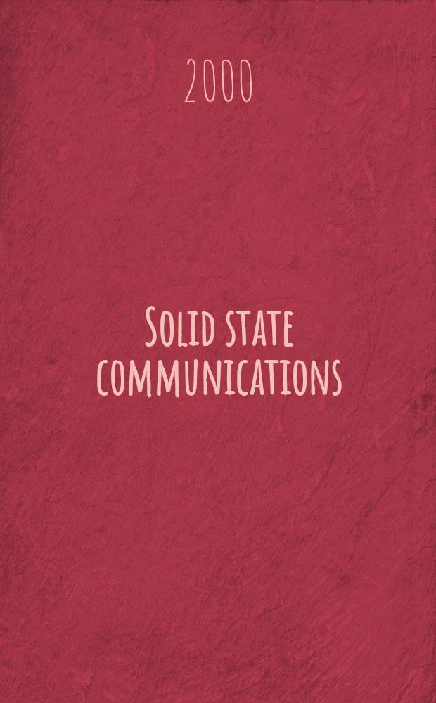 Solid state communications : An international journal. Vol.114, №10