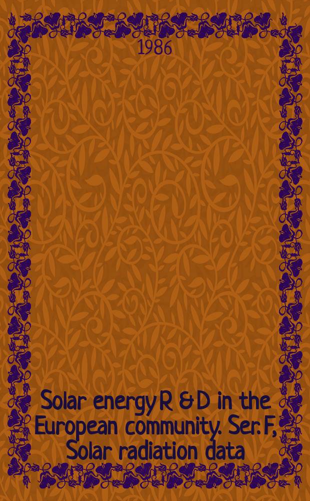 Solar energy R & D in the European community. Ser. F, Solar radiation data