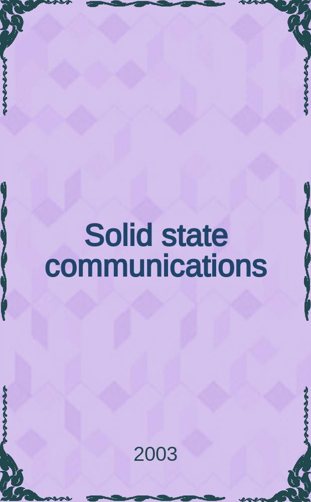 Solid state communications : An international journal. Vol.125, №3