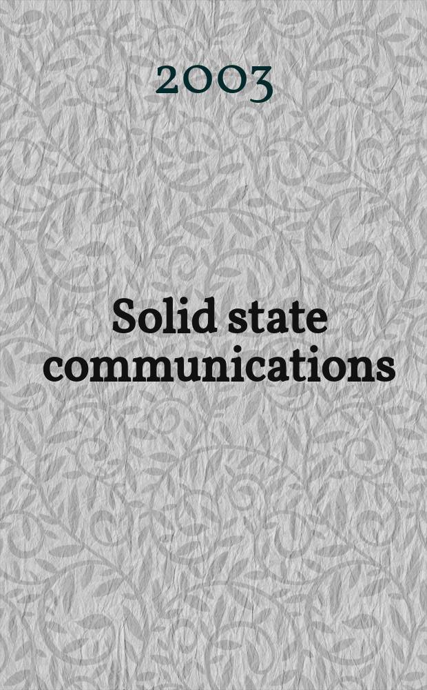 Solid state communications : An international journal. Vol.128, №2