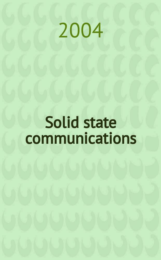 Solid state communications : An international journal. Vol.129, №1