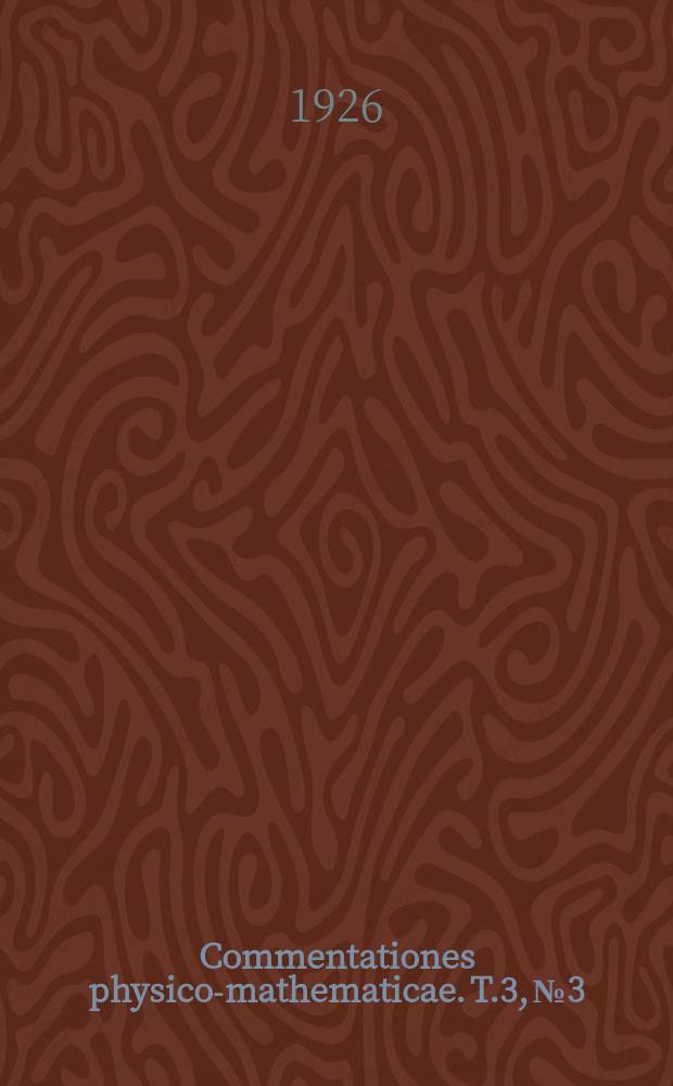Commentationes physico-mathematicae. T.3, №3 : Über die Windverhältnisse der oberen Luftschichten am Aerologischen Observatorium Ilmala nebst Übersichten für andere Gegenden