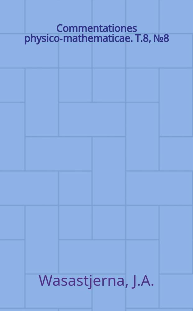 Commentationes physico-mathematicae. T.8, №8 : Zur atomistischen Theorie der Kompressibilität