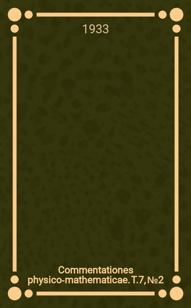 Commentationes physico-mathematicae. T.7, №2 : Zur Bestimmung der Mischung im Meere