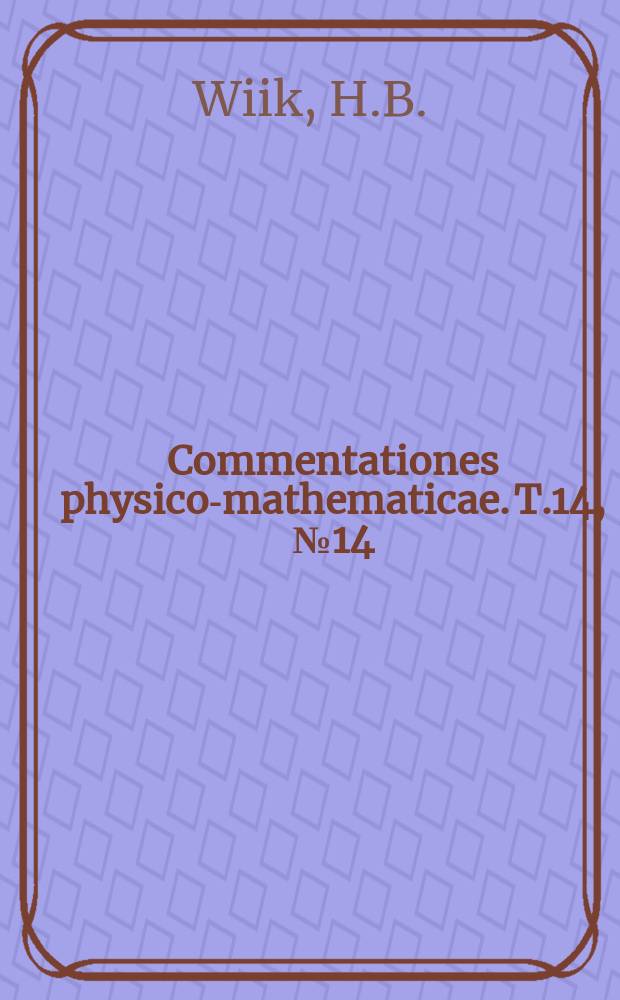 Commentationes physico-mathematicae. T.14, №14 : A chemical investigation of the McKinney meteorite