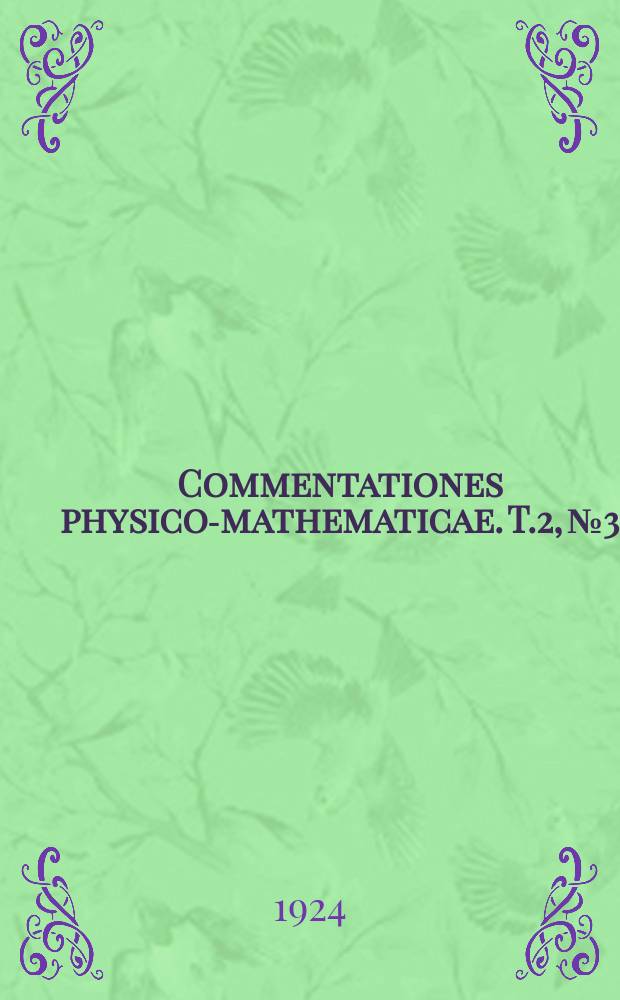 Commentationes physico-mathematicae. T.2, №3 : Zur Theorie der Zyklonenbahnen