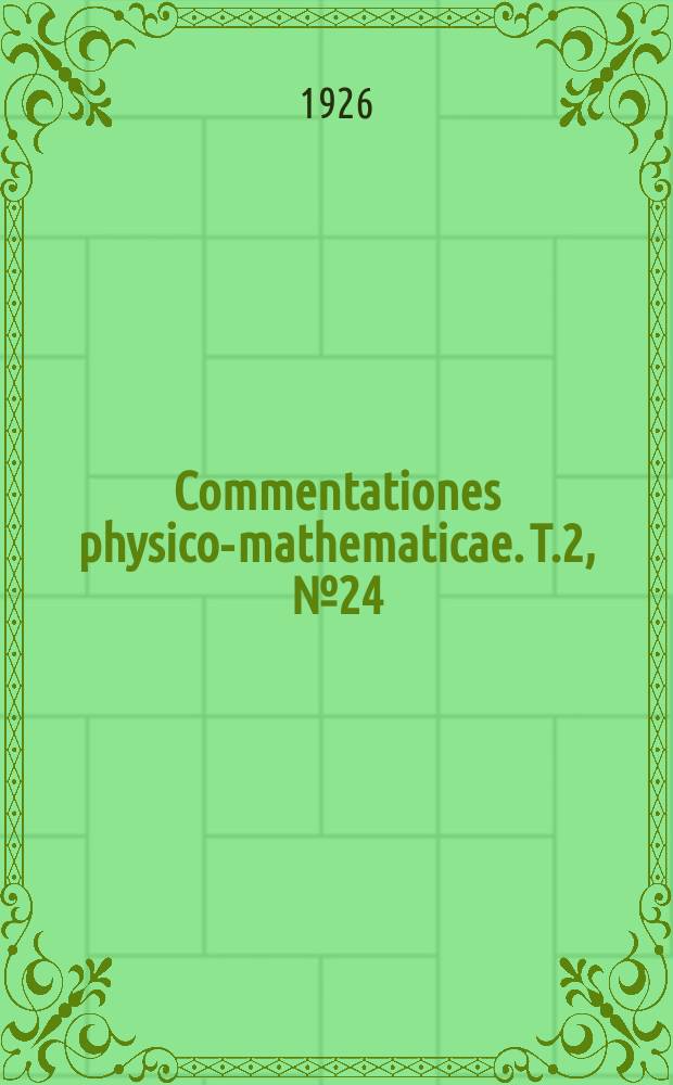 Commentationes physico-mathematicae. T.2, №24 : Über Rankines Kombinierte Wirbel