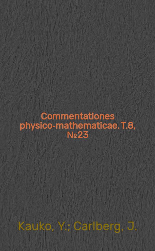 Commentationes physico-mathematicae. T.8, №23 : Zur Kenntnis der Aklivität der H-Iones