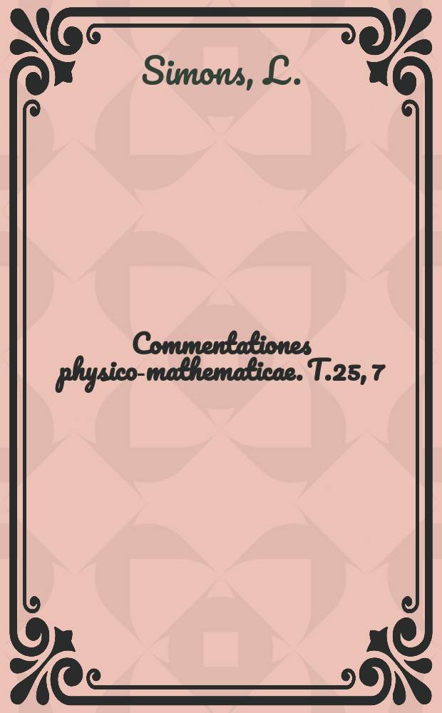 Commentationes physico-mathematicae. T.25, 7 : On vibrational levels in even-even nuclei