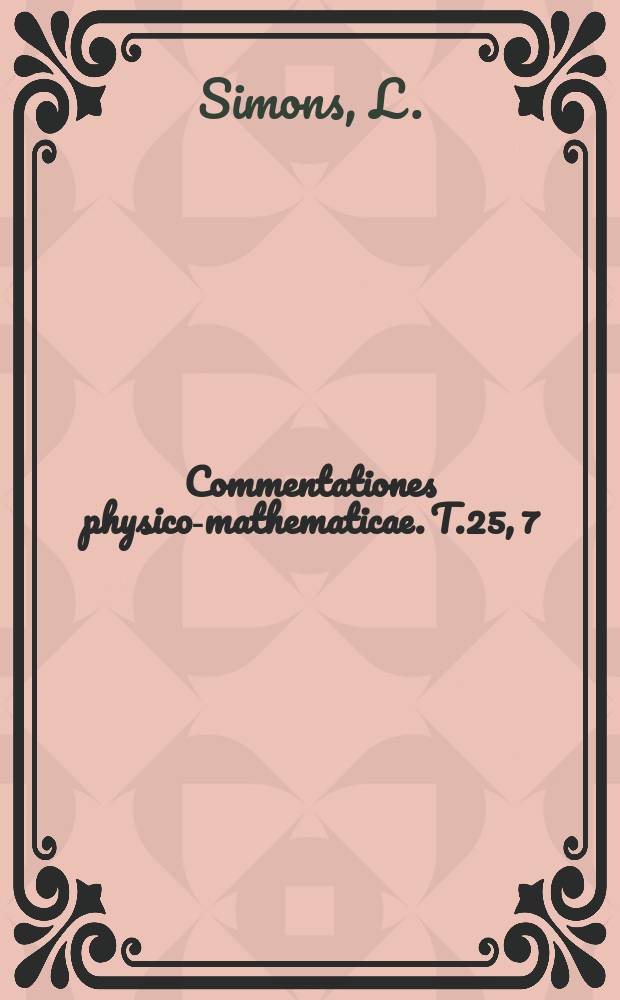 Commentationes physico-mathematicae. T.25, 7 : On vibrational levels in even-even nuclei