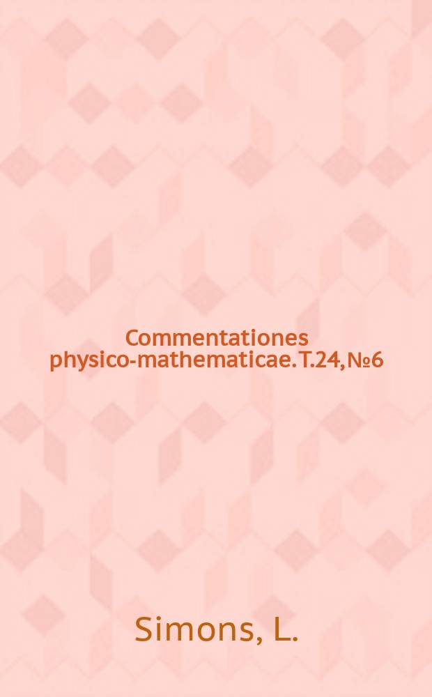 Commentationes physico-mathematicae. T.24, №6 : The influence of induction on ion and electron currents in a thin plasma