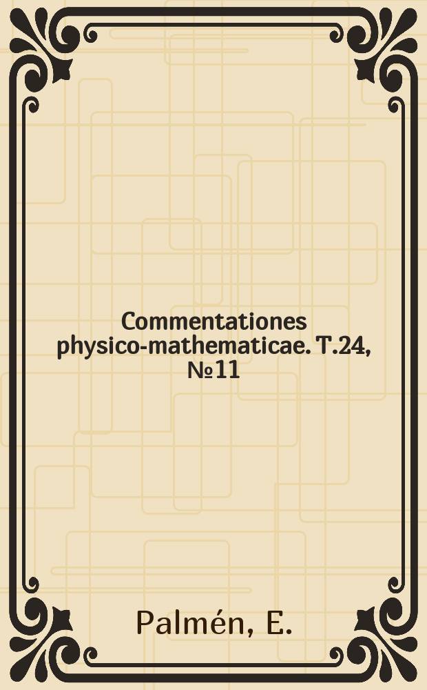 Commentationes physico-mathematicae. T.24, №11 : On generation and frictional dissipation of kinetic energy in the atmosphere