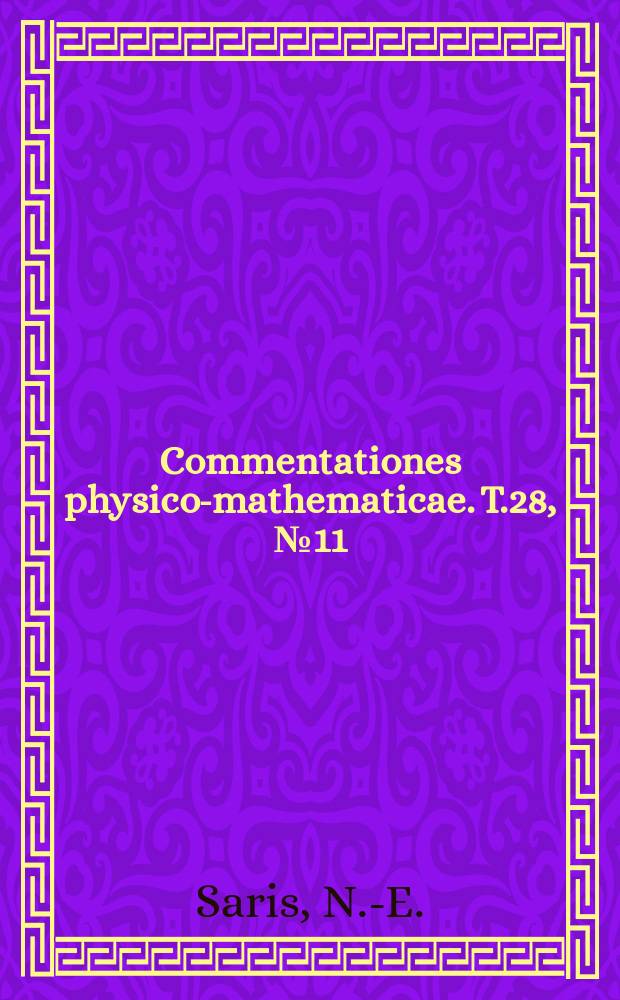 Commentationes physico-mathematicae. T.28, №11 : The calcium pump in mitochondrie